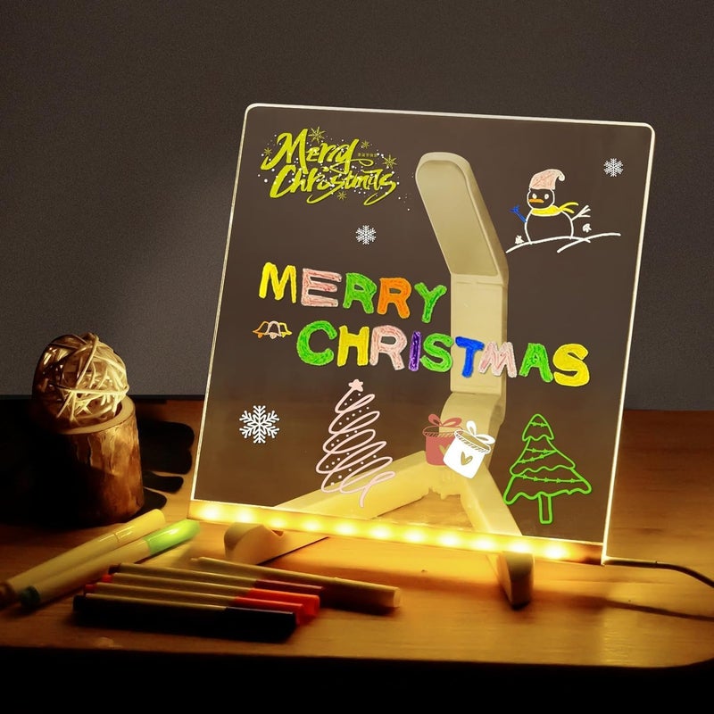 6523341 LED Note Board With Colors - Glowing Acrylic Message Marker, Illuminating Dry Erase With Sturdy Stand, Memo Letter With Interactive Light, White for Idea Generation (5.9*5.9in) - Image 5